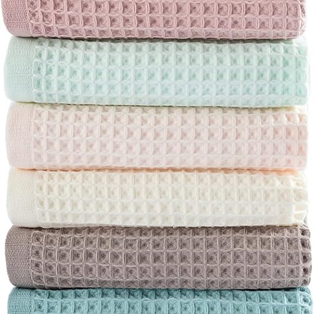 6 Pack Waffle Weave Dish Cloths, 13x13 Inch 100% Cotton Kitchen Towels for Washi